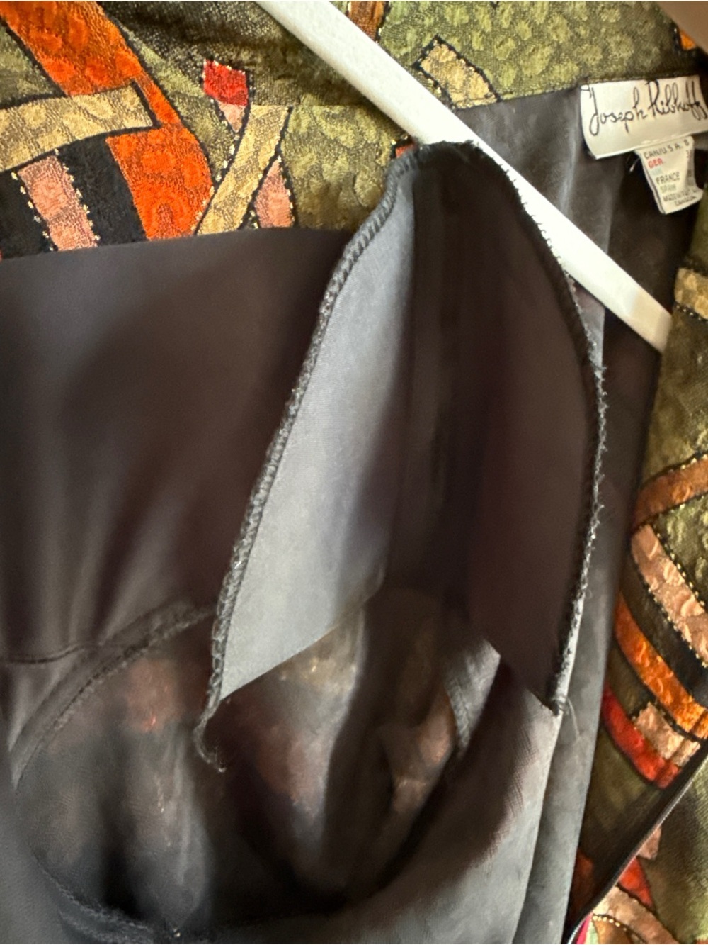 Joseph Ribkoff Vintage Abstract Zip Blazer Jacket Size 8 Earthy Geometric Retro - Picture 8 of 9